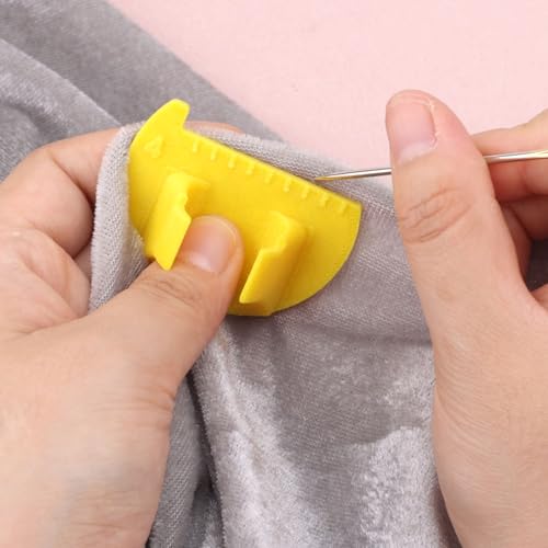 3 Teiliges Nähfingerlineal für Gleichmäßige Stiche, Mini Daumenstichführung 2/3/4mm Fingerlineal Vorlagenset für Präzises Handnähen und Quiltwerkzeug (Gelb)