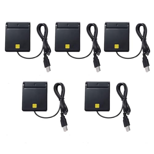 Hndhbfgrt 5X Lector de Tarjetas Inteligentes USB para Tarjetas Bancarias IC/ID Lector de Tarjetas EMV 7 8 10 para Linux OS USB- ISO 7816