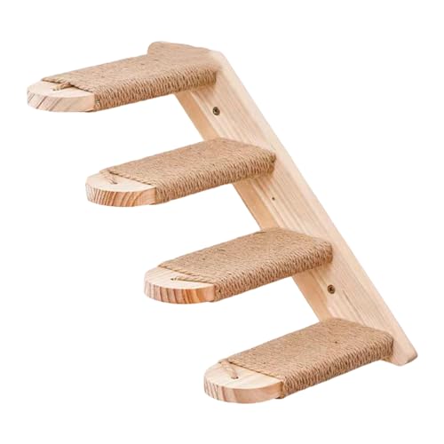 ヘビーデューティーウォールマウント猫はしご天然木材垂直アクティビティソリューションペットエンゲージメントのための登山家具
