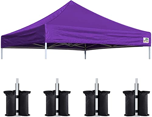 Image of Eurmax USA 8x8 Pop Up Canopy Replacement Top,Universal Instant Canopy Cover ONLY,Heavy Duty UPF 50+ UV Protection,Water & Wind Resistant Tarp,30+ Colors Available,Bonus 4 Sand Bags (Purple)