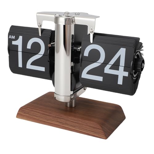 SIXRUN Reloj de Fichas Retro, Reloj Mecánico Automático de Pasar Páginas Vintage con Fichas Desmontables para Sala de Estar, Estudio, Oficina, Regalo