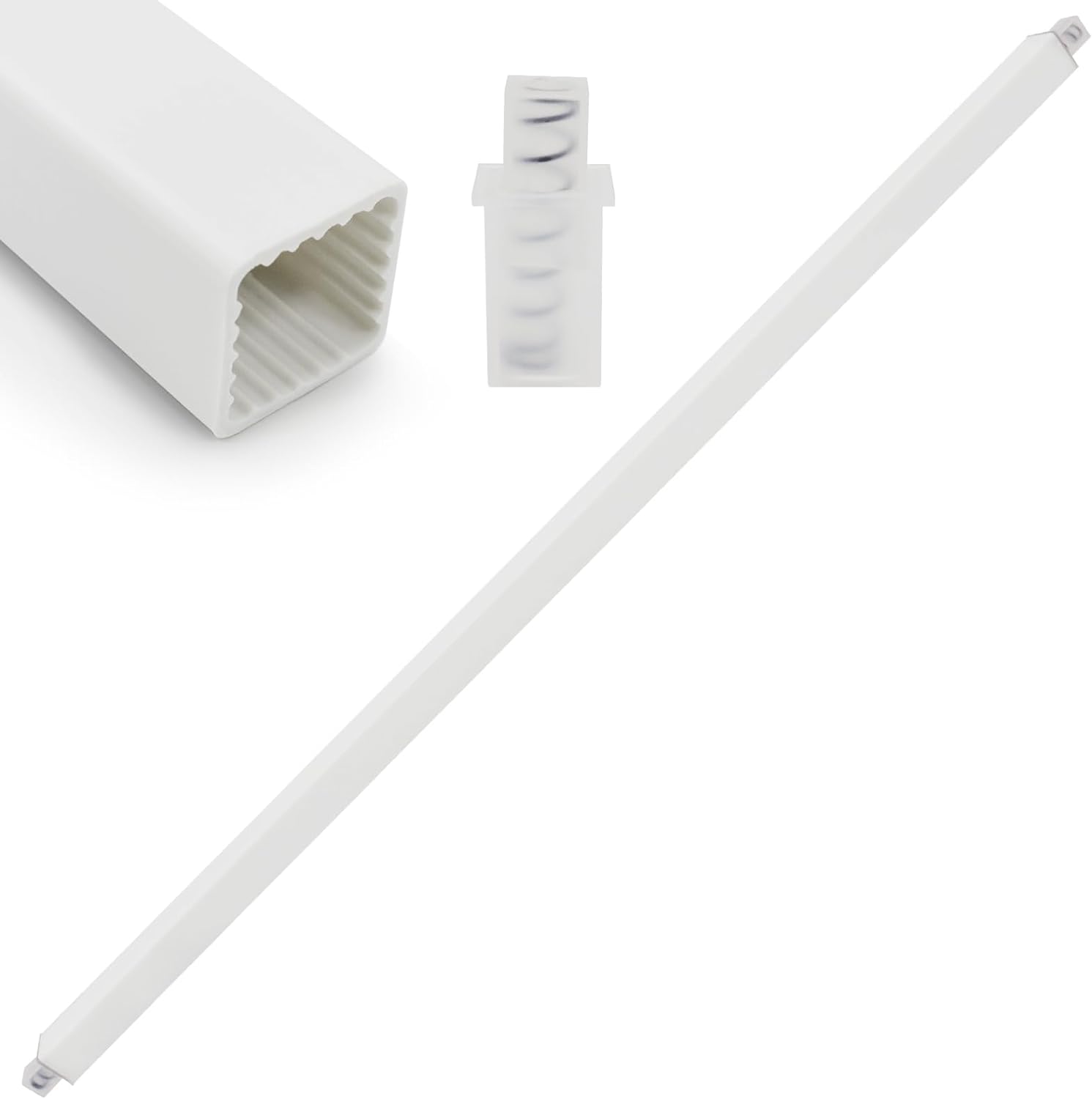Earthtec Replacement Towel BAR 24" Rod Spring Loaded Ends Durable Plastic Wall Mounted Adjustable for Bathroom Ceramic Holder Storage (24 Inch White)