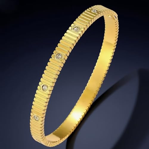 Womens Stackable Floral Gold Bracelets - 4Pcs 18K Gold Plated Bracelet,Stainless Steel Bangle Bracelets Non Tarnish, Gold Bracelet Set Trendy Jewelry,Christmas Valentines Birthday Gifts for Girlfriend by Ntutrxk - Used condition - Image 7