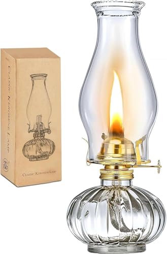 Oil Lamp Glass Kerosene (Large) Kerosene Oil Lantern for Rustic Decor Style Hurricane Lamp Oil Lamps for Indoor Use Decor Lighting Lantern Lamp.