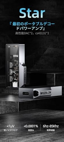 Yinyoo WGZBLON星(V1) ヘッドフォンアンプ 2枚のCS43131解析チップ/左右チャンネルを独立して解析/TYPE-Cインターフェースの交換可能なケーブル設計/3.5mmステレオ出力ポートと4.4mmバランス出力ポート ヘッドホンアンプ(透明ブラック.タイプC-ライトニングケーブル)