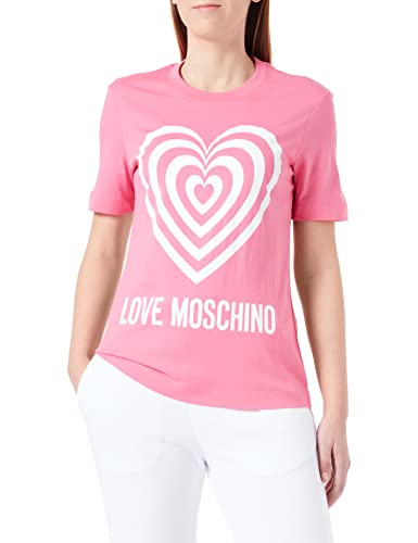 Love Moschino Camiseta de Manga Corte estándar, Fucsia, 40 para...
