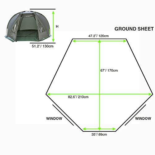 Dr.Fish Carp Fishing Tent Bivvy Quick Erect Lightweight Waterproof Day Shelter with Sides Include Ground Sheet Carry Bag for Spring Summer Autumn Fishing Trip - Image 2