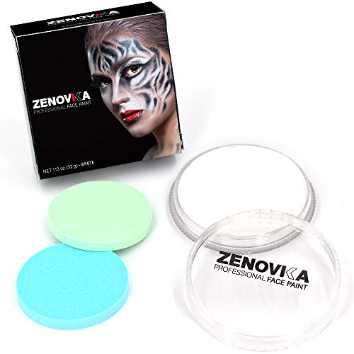 White Face Paint Kit, Large Water Based Paints, Halloween Makeup Kit, Professional Face Paint Palette, Face Paints Safe for Sensitive Skin (White Body Paint 32g /1.13oz) (White Face Paint)