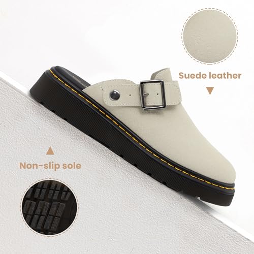 Athlefit Women's Clogs Shoes with Back Strap Comfortable Latex Footbed Slip-On Adjustable Slingback Mules Zapatos para Mujer Apricot — view 5