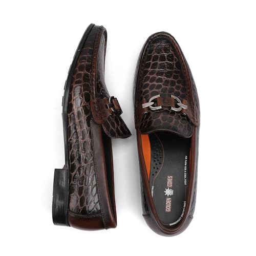 Image of Premium Dress Shoes for Men, Classic Alligator Printed Business Leather Dress Slip on Loafer Shoes for Mens