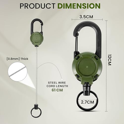 Image of Storite Retractable Keychain ID Badge Holder Keyring | Secure Carabiner Clip for Backpacking, Fishing, Outdoor Use | Durable ABS, Lightweight & Reusable | Ideal for Everyday Travel