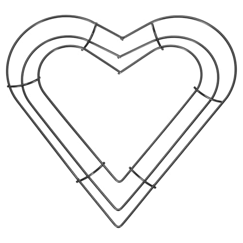 PATIKIL 8 Inch Christmas Wire Wreath Frame, Metal Heart Shape Dream Catcher Rings Macrame Wreath Floral Hoop for Home Car DIY Craft Wedding Wall Hanging Decorations, Black