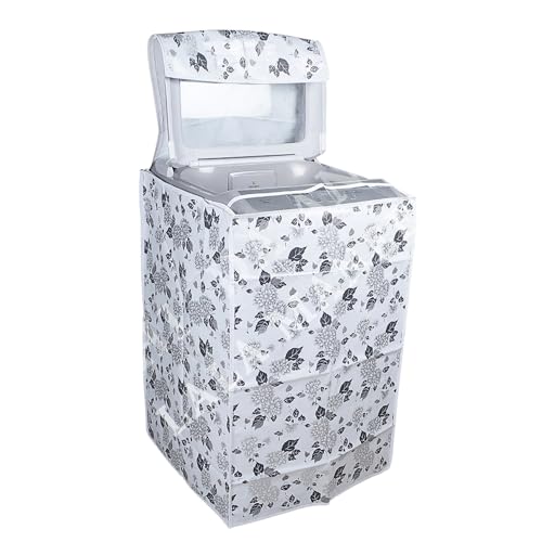 Image of Top Load Washing Machine Cover Pvc Suitable For - Lg-8-10kg | half White & Grey - Size: 60X60X93Cm