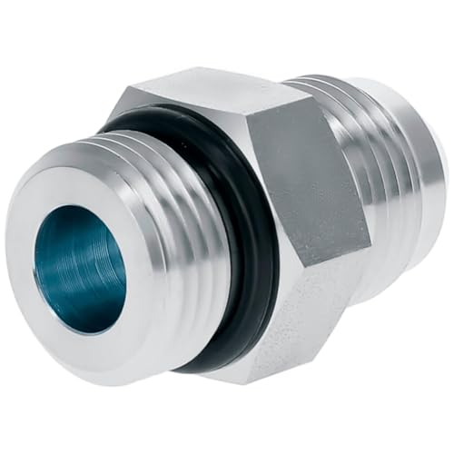 Image of Straight Hydraulic Hose Adapter Fittings, 6400-08-08 1 /2 inch Male JIC (3 /4 inch-16 thread) x 1 /2 inch Male ORB (3 /4 inch-16 thread) Connectors x 5 pack