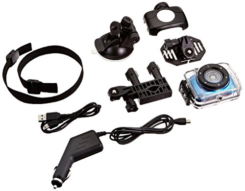 Mini Hd Sports Action Camera - Camcorder W/ 5.0 Mp Cam, 2" Touch Screen, Usb Sd Card, Rechargeable Battery - Ipx8 Waterproof Case Bike Handle Bar, Helmet Mount, Car Charger - Pyle Gdv123Bl (Blue) #TOP12