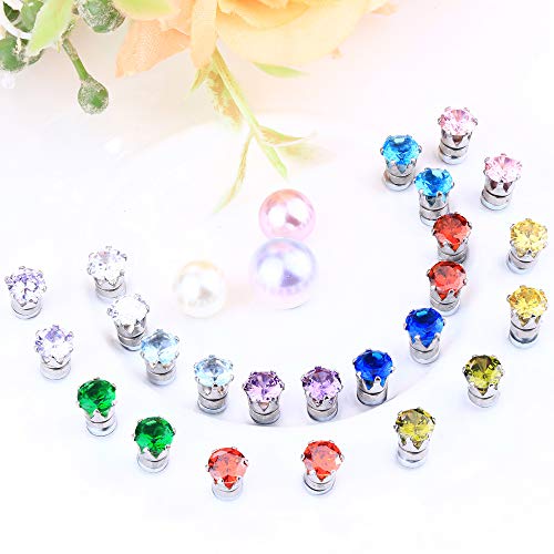 ORAZIO 12 Pairs Magnetic Stud Earrings for Men Women Non-piercing Rhinestone Magnet Earrings Stainless Steel Magnetic Clip on Nose Stud Earrings Set3