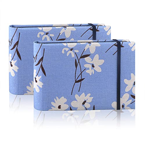 Image of YONOVO 2PACK 4x6 Photo Album, 4x6 100 Pockets Linen Cover Photobook Small Capacity Pictures Book Easy to Classify and Portable for Wedding Family Baby Vacation (Blue + Flower)