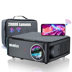 WiMiUS Beamer, Full HD 1080P 12000 lumen beamer 5G WiFi Bluetooth-beamer ondersteuning 4K-video, LED-thuisbioscoopvideobeamer 300 inch scherm, compatibel met Fire Stick-smartphone, PS5-projector