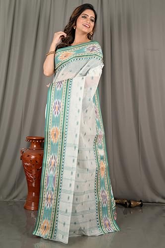 Image of eC ESHA'S COLLECTION Women's Traditional Pure Cotton Katki Tant Saree Without Blouse Piece