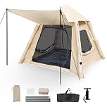 Inflatable Tent, Camping Tent with Pump for 4 Person, Inflatable Dome Tent with Carry Bag, 4 Season Family Camping Tent, 4 Man Tent Waterproof for Outdoor Camping & Hiking, 220x220x175cm