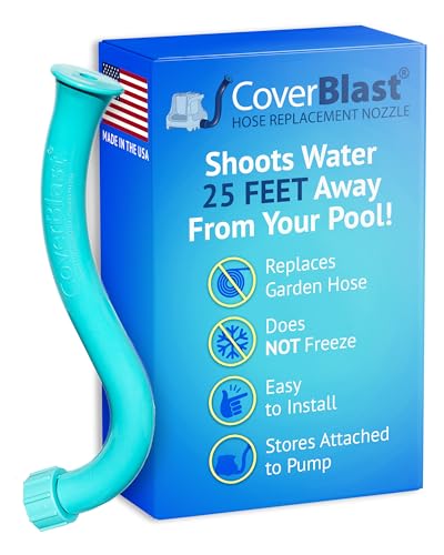 Image of Pool Cover Pump Attachment - USA-Made & Patented Pool Cover Pump Hose Alternative w / 25ft. Range - Easy-To-Install & Use Year-Round - Replaces Traditional Hoses (Light Blue)