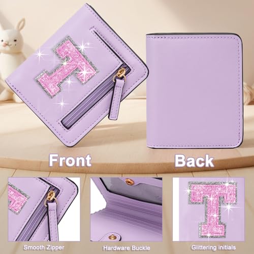 Image of Birthday Gifts for Teen Girl Kids Wallet Girl Wallets Small Initial Rfid Wallet Teen Girls Gift Preppy Stuff for Girls Purple T