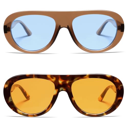 Image of VANLINKER Oversized Retro Aviator Sunglasses for Women Men Chic 70s Vintage Style Trendy 2026 Chunky Sun Glasses VL9865