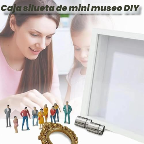Miniatura 6 de Mini Caja De Silueta De Museo, Caja De Sombra, Caja De Exposición, Cajas De Sombra De Fotos Personalizadas Con 7 Mini Figuras De Museo Y 8 Mini Marcos Dorados, Celebra Tus Recuerdos Únicos Con Estilo