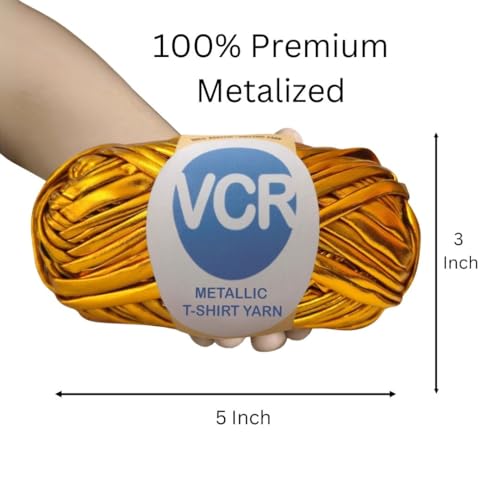Image of VCR Shine Bronze Metallic T-Shirt Yarn, 100 Grams, 100% Metallized Craft Yarn, Pack of 1 Yarn, Suitable for Handbags, Tote Bags and Sling Bags