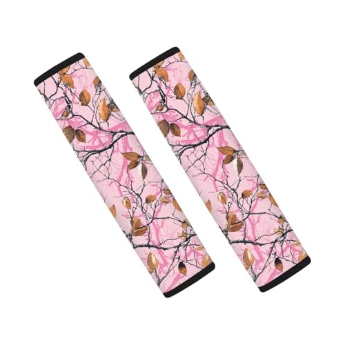 Image of AFPANQZ Car Seat Belt Cover Cushion Universal Fit Two-Packs Automotive Seat Belt Pillow for Kids Branch Pink Shoulder Straps Pads Covers Universal Fit for Truck Vans Sedans SUVs