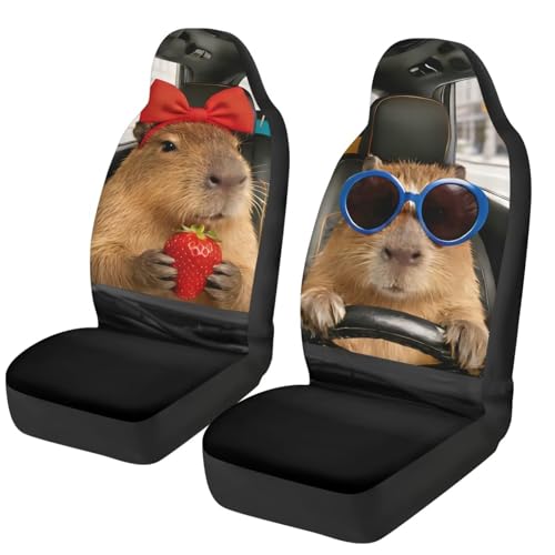 Housses de siège de voiture avant 52x138cm capybara fraise souple et durable