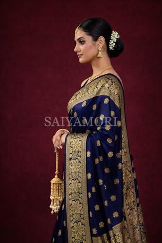 Image of Women's Soft Silk Style Jacquard Saree with Rich Zari Woven Border & Pallu | 5.6 Mtr Saree with 0.8 Mtr Unstitched Blouse
