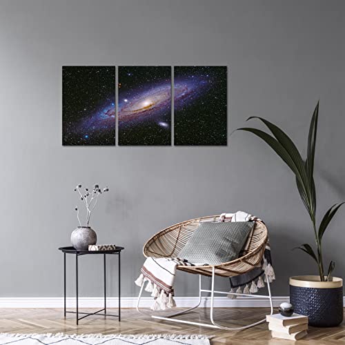 Ilooklike 3 Piece Space Landscape With Purple Milky Way Canvas Wall Art Starry Night Nebula Painting Pictures Galaxy Universe Picture Poster Stretched And Framed For Moder Home Office 16X24Inchx3Pcs #TOP4