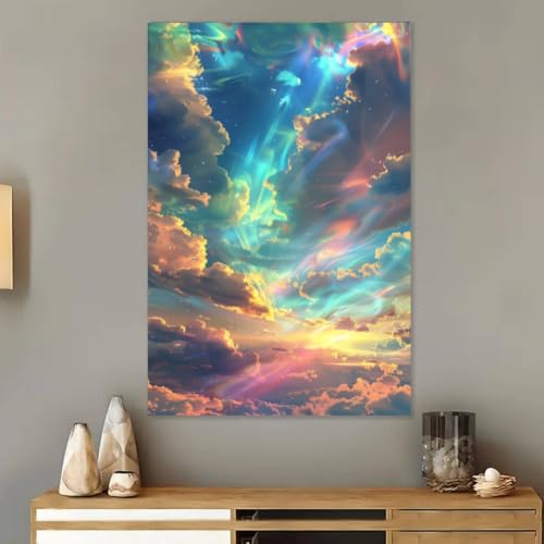Tableau sur toile aux couleurs vives 70x120cm sans cadre pour salon