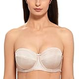 DELIMIRA Women's Strapless Bra Plus Size Underwire Convertible Non Padded Beige 46F