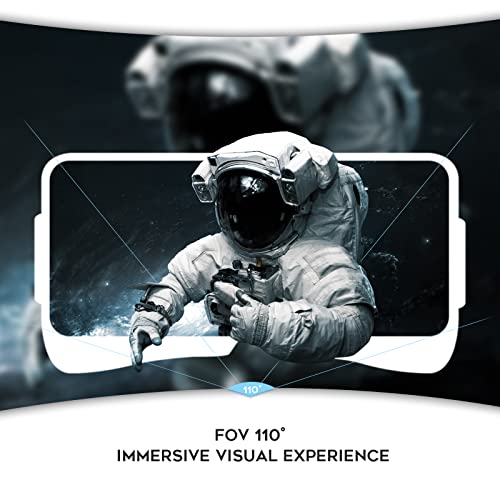 Image of DESTEK V5 VR Headset for Phone w /VR Gamepad, 128 Premium VR apps Included, Anti-Blue Eyes Protected HD Lenses, 110 FOV Virtual Reality Headsets for iPhone, Android Phone - OrangeRed
