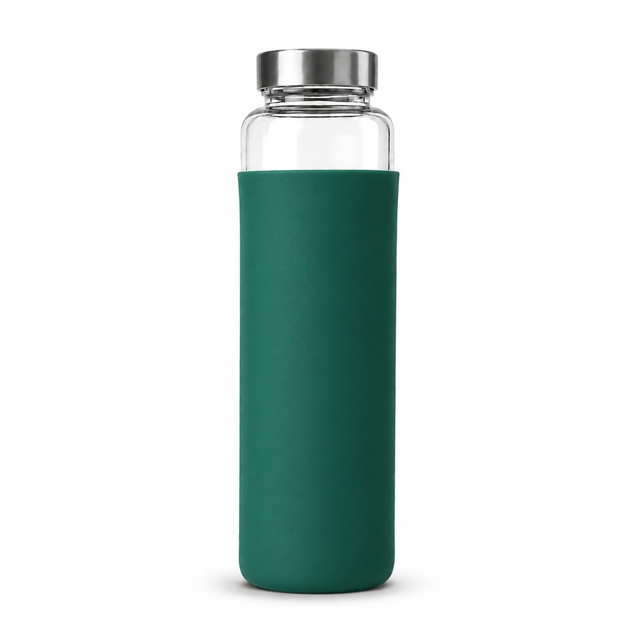 Glass Water Bottle 750 ml | BPA-Free Tough Glass | Wide Mouth Design | Protective Silicone Sleeve | Leakproof | For Home & Office (Green)-image-1