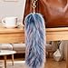 Mhanen Faux Fur Fox Tail Keychain 15.75 Inches Fluffy Bag Charm Bag Hook Pendant Hanging Keyring Gift, Fuchsia