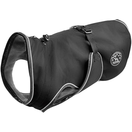 HUNTER Hundemantel UPPSALA, Farbe: schwarz, 2in1 Design mit herausknüpfbarem Innenfutter, wasserabweisend, reflektierende Paspeln, geschlossene Bauchseite, optimaler Sitz, Größe: 25