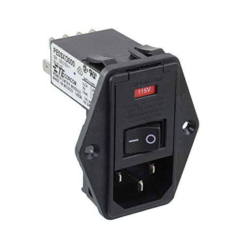 PE0SXD000, P Series - Power Entry Module - Unfiltered - 3 POS Male - 250VAC - Dual Fuse/Voltage Selector - Mounting (2 Items)