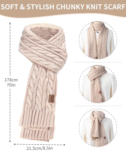 Remifa Winter Hat Scarf Gloves Set for Women, 3 PCS Pom Pom Beanie Hat Touchscreen Glove Long Neck Kint Scarf Christmas Gifts4