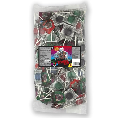Caramelos Cerdán - Sucettes Zombie Tâche Langues | Différents Saveurs | Sans Gluten ni allergènes | Fêtes & Halloween | Sachet 150 pièces