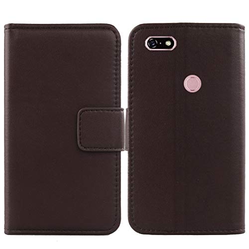 Gukas Design Genuino Cuero Case para Lenovo A5 5.45' Flip Billetera Funda Carcasa De Lujo Autentico Ranuras Tarjetas Piel Premium Cover (Marron Oscuro)
