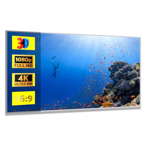 Pantallas, Home Entertainment OCCULO Pantalla de Proyección, Pantalla Proyector 100 Pulgadas, Pantalla de Proyector Portátil de 16:9, 4K HD, Pantallas de Películas Lavable Plegable...