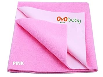 OYO Baby Care Waterproof Bed Protector Baby Care Dry Sheet, Medium, Pink (100 cm x 70 cm) - image, photos