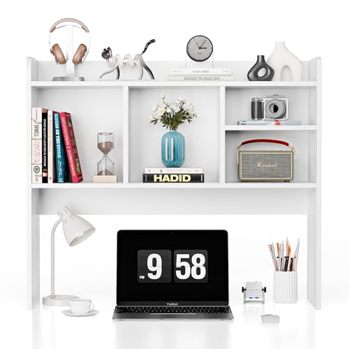 Oteymart Desktop Bookshelf, Wooden Desk Storage Hutch with 3 Tiers for Office Desk Organization...