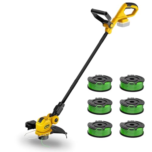 GELIDALITE Cordless String Trimmer Compatible with Dewalt 20V MAX Battery 12-Inch Weed Wacker Cordless Auto Line Feed Electric Weed Eater Battery Powered Grass Trimmer w/6 Line Spools Tool Only