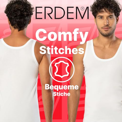 Erdem Men's Underwear Tank Top, Classic, Cotton Undershirt for Men, Basic Comfortable Men Underwear, Durable Mens Tank Tops White, 3XL4