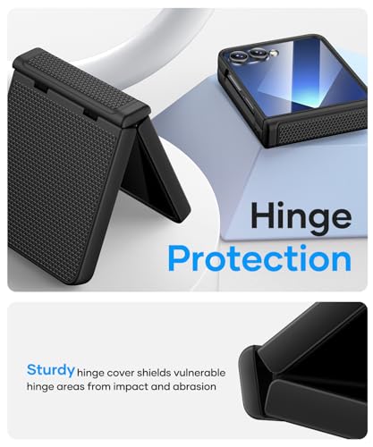 Image of Vihibii for Samsung Galaxy Z Flip 7 Case, [Compatible with MagSafe], Outer Screen Protector & Rugged Hinge Protection & Non-Slip Texture, Shockproof Phone Case for Samsung Galaxy Z Flip 7 2025, Black