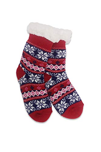 Snowflake Sherpa Thermal Knit Slipper Socks with...